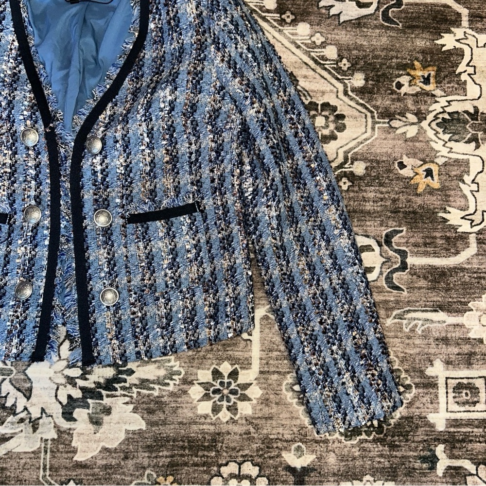 Express Blue and White Tweed Blazer NWOT - Picture 4 of 7